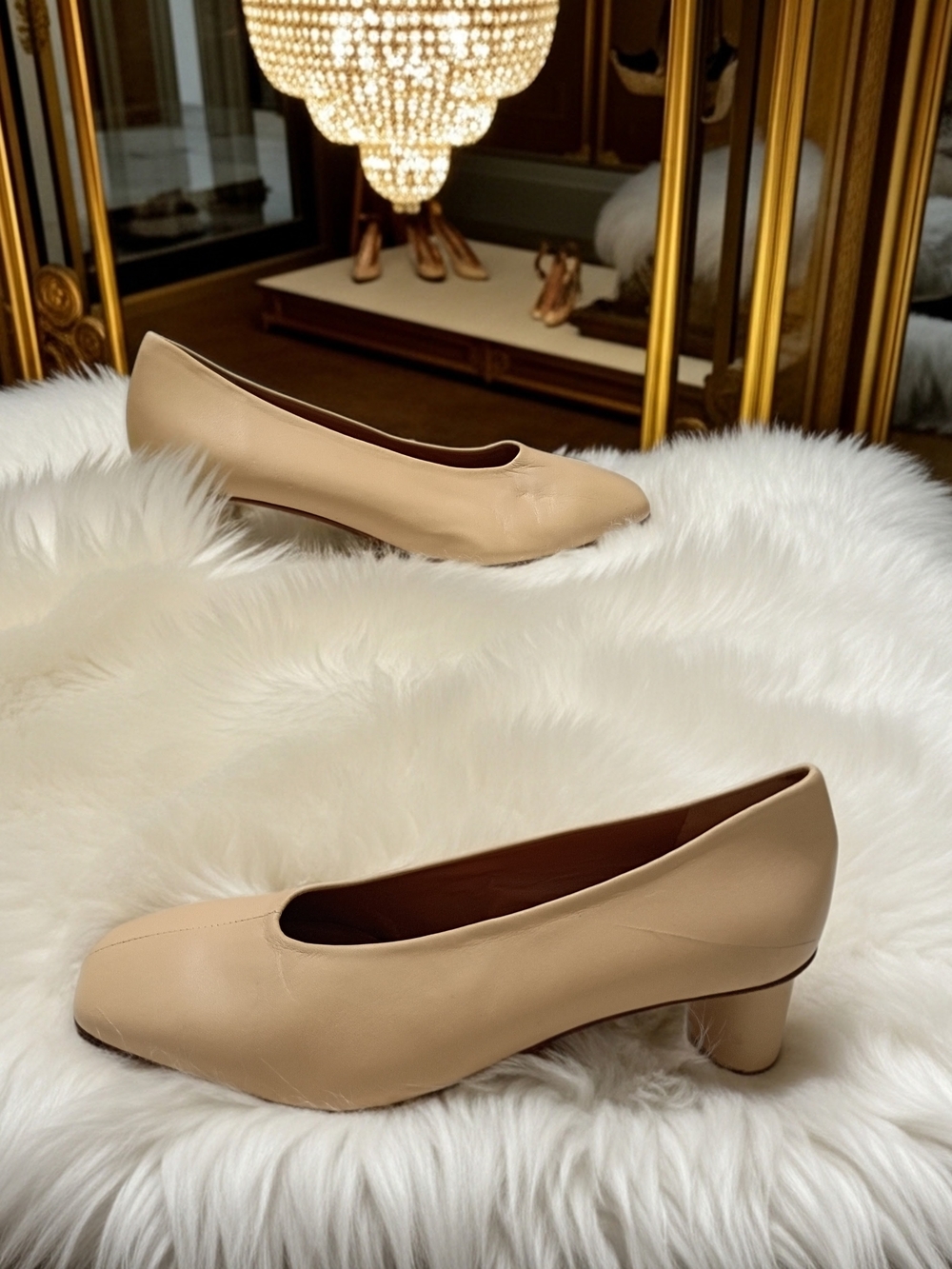 LoQ Classic Beige Mid-Heel Pumps - Women's Dress Shoes Flawed